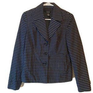 Rafaella Women’s Blue Polka Dot Cotton Peplum Career 3-Button Blazer Jacket-4